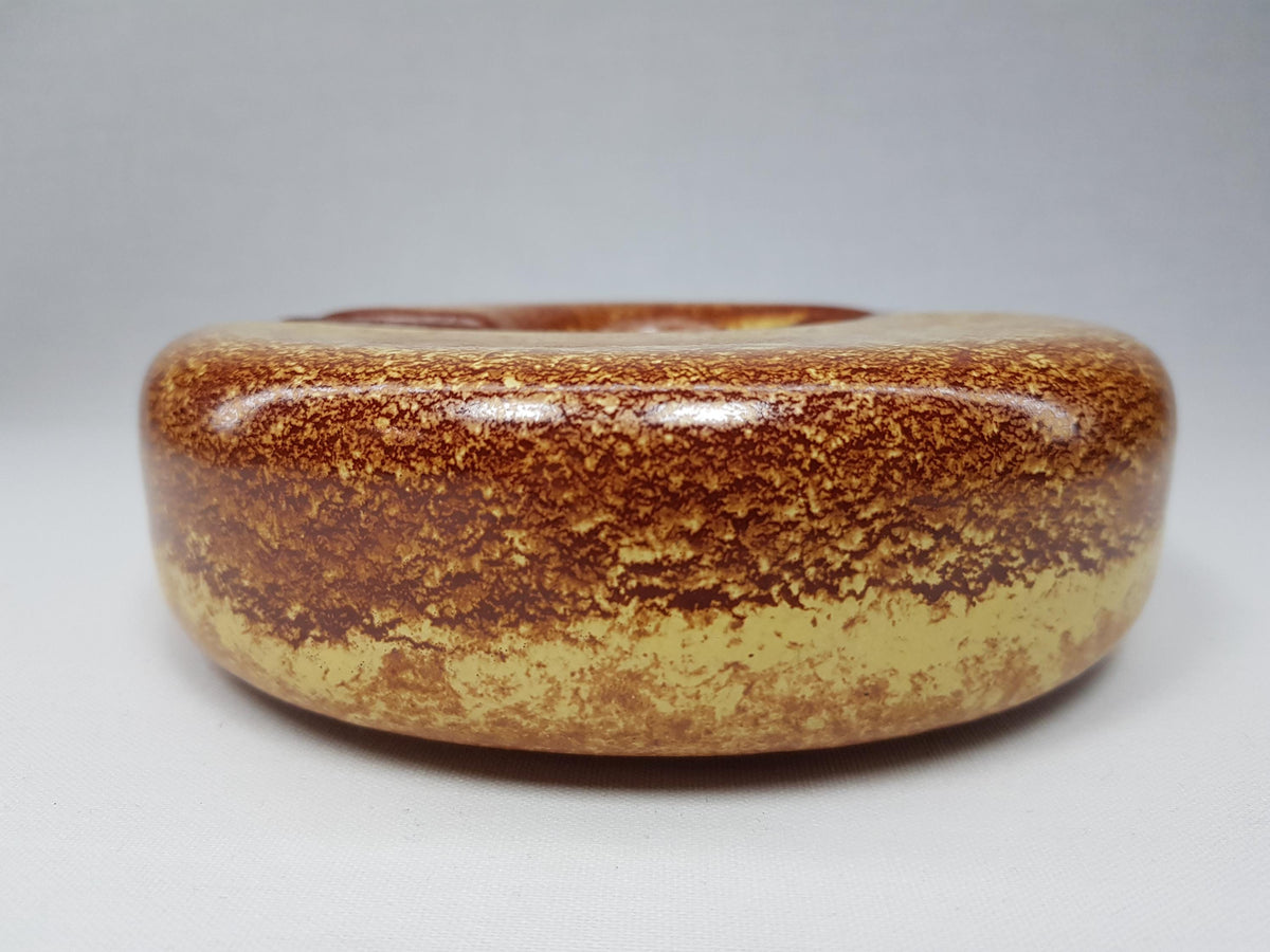Vintage BERTONCELLO Stylish Ashtray Screziato Tobacco glaze Italian Pottery 1970s