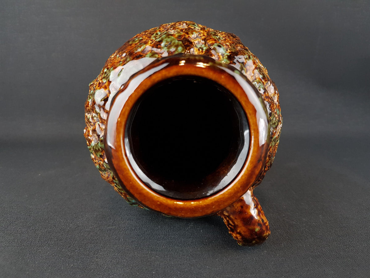 Vintage DÜMLER & BREIDEN Keramik Orange Jug Vase wit Brown and Green Fat Lava Vase 647-30 West German Pottery 1970s