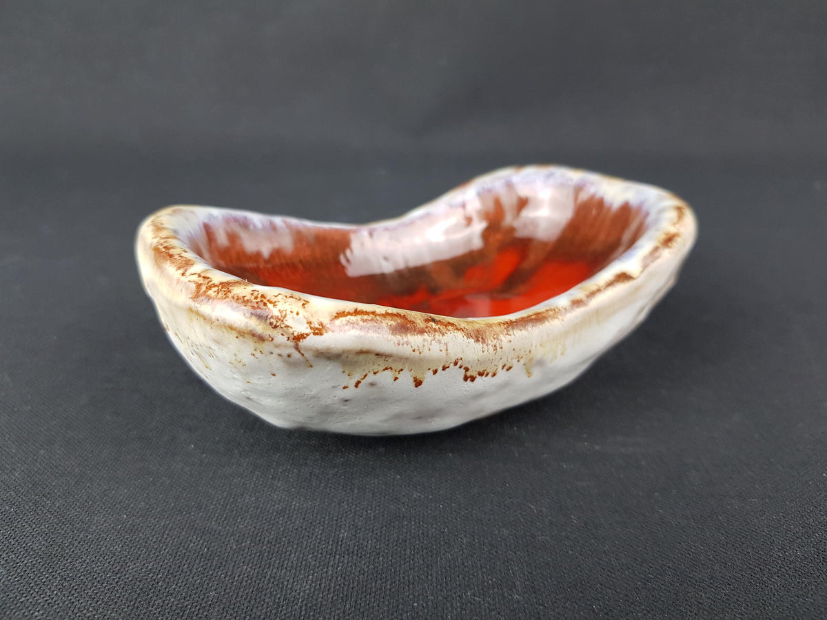 Small Vintage SCHAFFENACKER STUDIO ART Pottery Red and Brown Bowl 810 West German Pottery 1960s