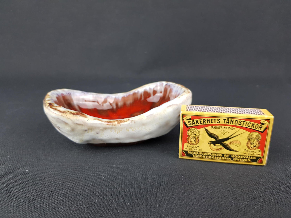 Small Vintage SCHAFFENACKER STUDIO ART Pottery Red and Brown Bowl 810 West German Pottery 1960s