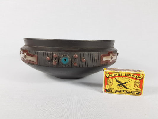 Vintage RUSSIAN USSR Brown Bowl with copper metallic glaze Tbilisi, Russia