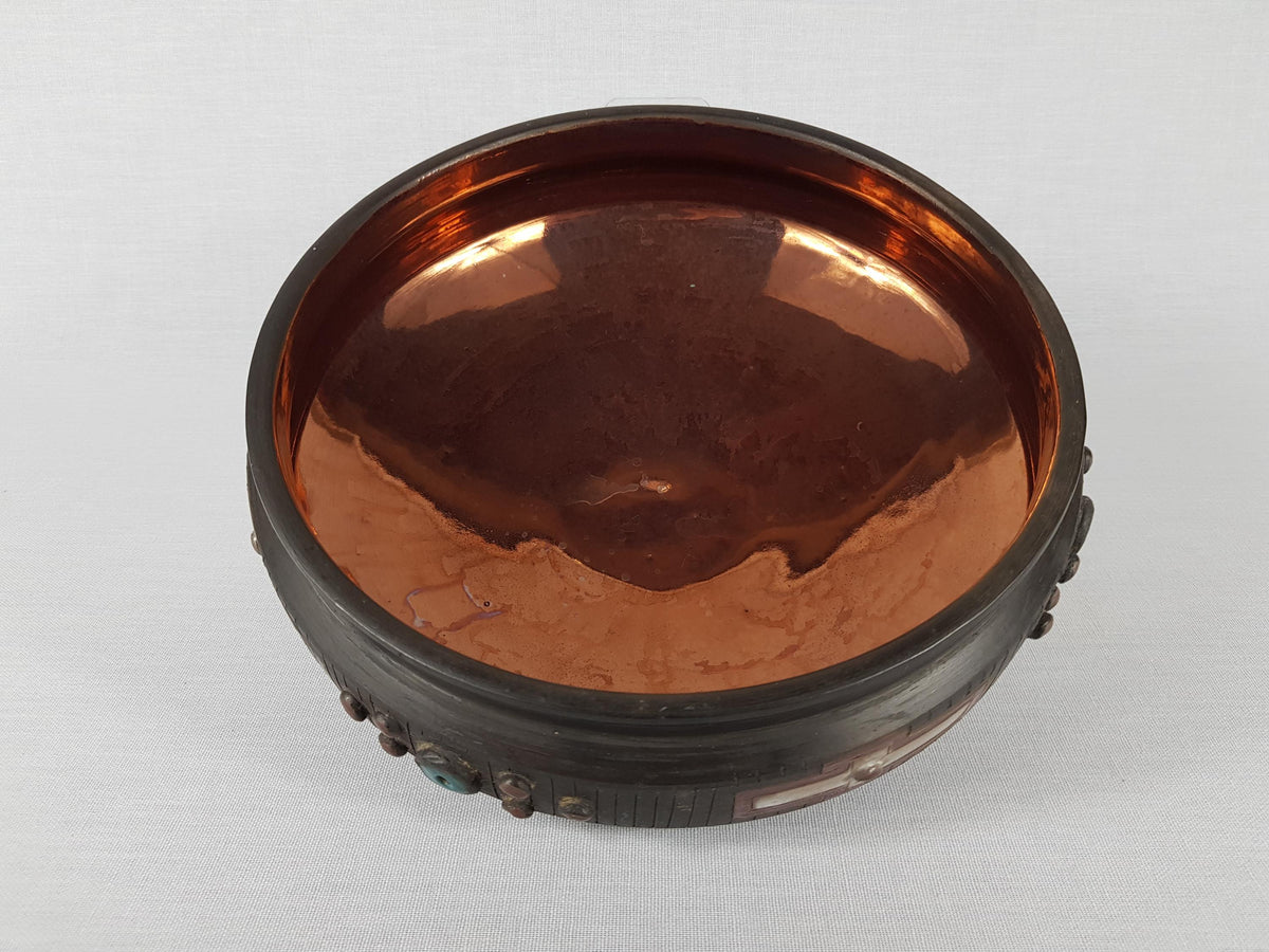 Vintage RUSSIAN USSR Brown Bowl with copper metallic glaze Tbilisi, Russia