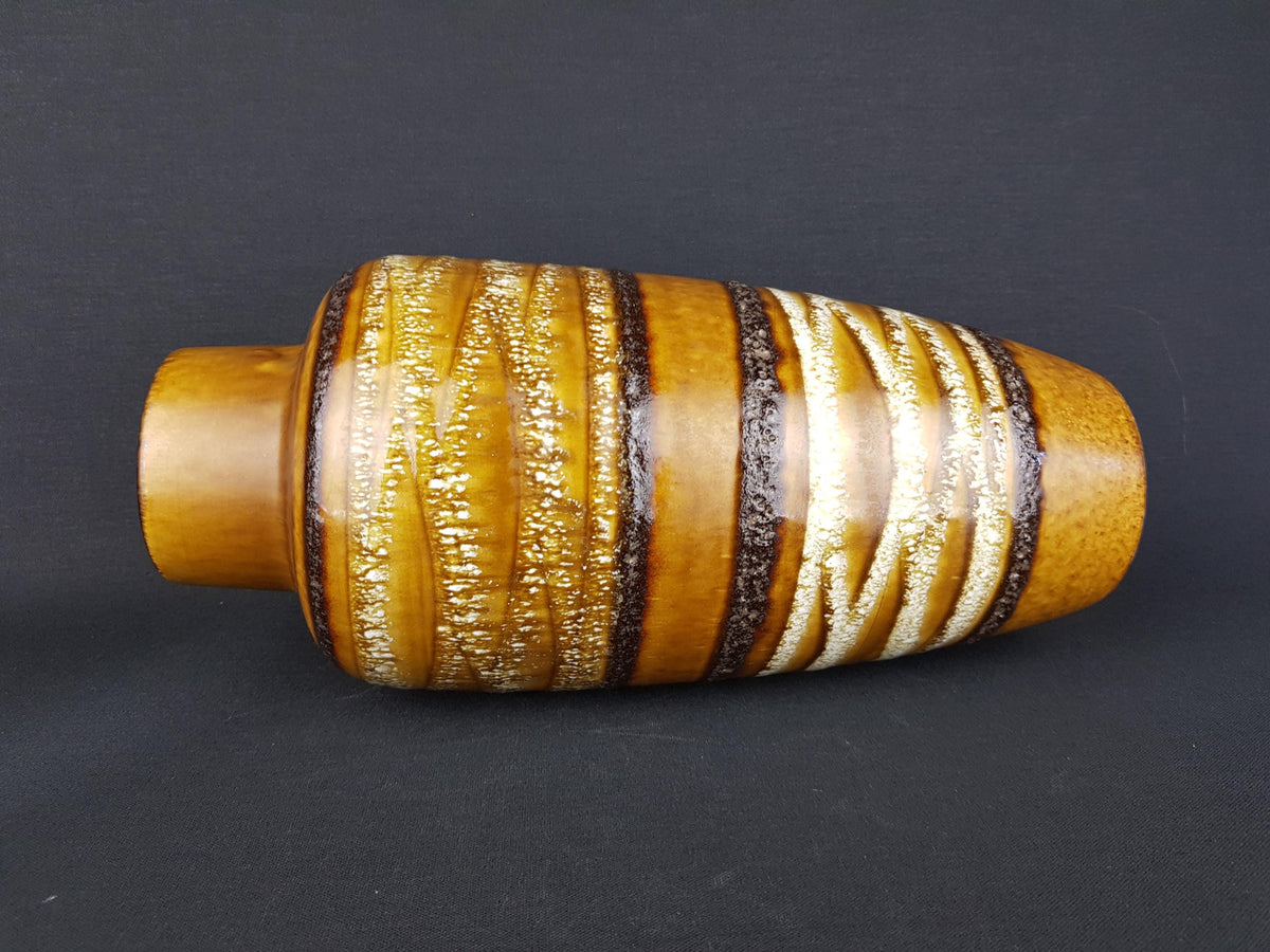 Vintage SCHEURICH KERAMIK Ochre and Dark Brown Vase 517-30 West German Pottery 1970s