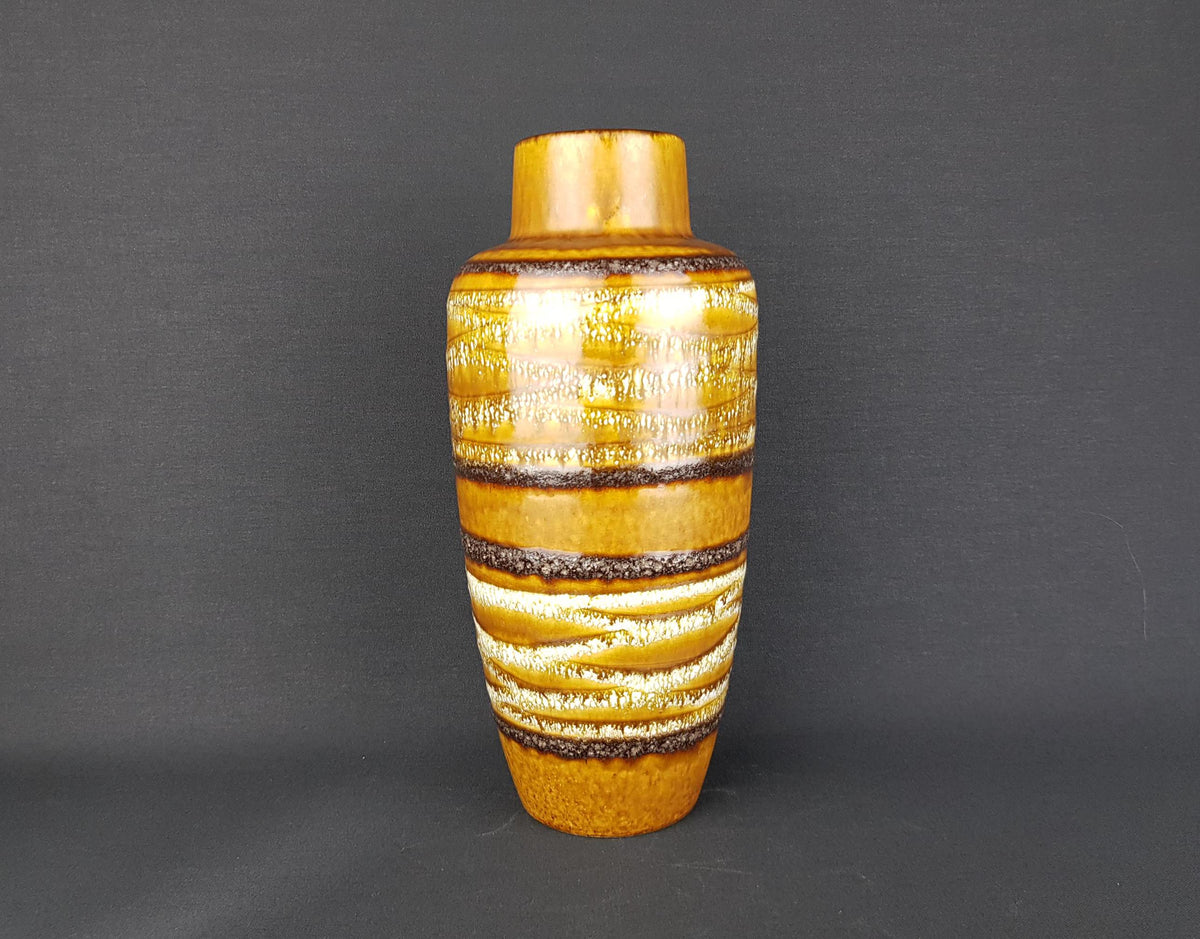 Vintage SCHEURICH KERAMIK Ochre and Dark Brown Vase 517-30 West German Pottery 1970s