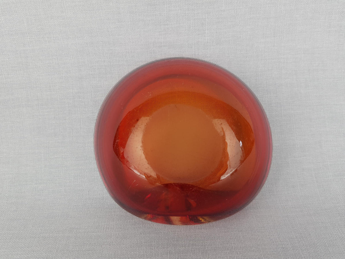 Vintage MURANO GLASS Reddish Orange Folded Glass Bowl Italian Art Glass MCM