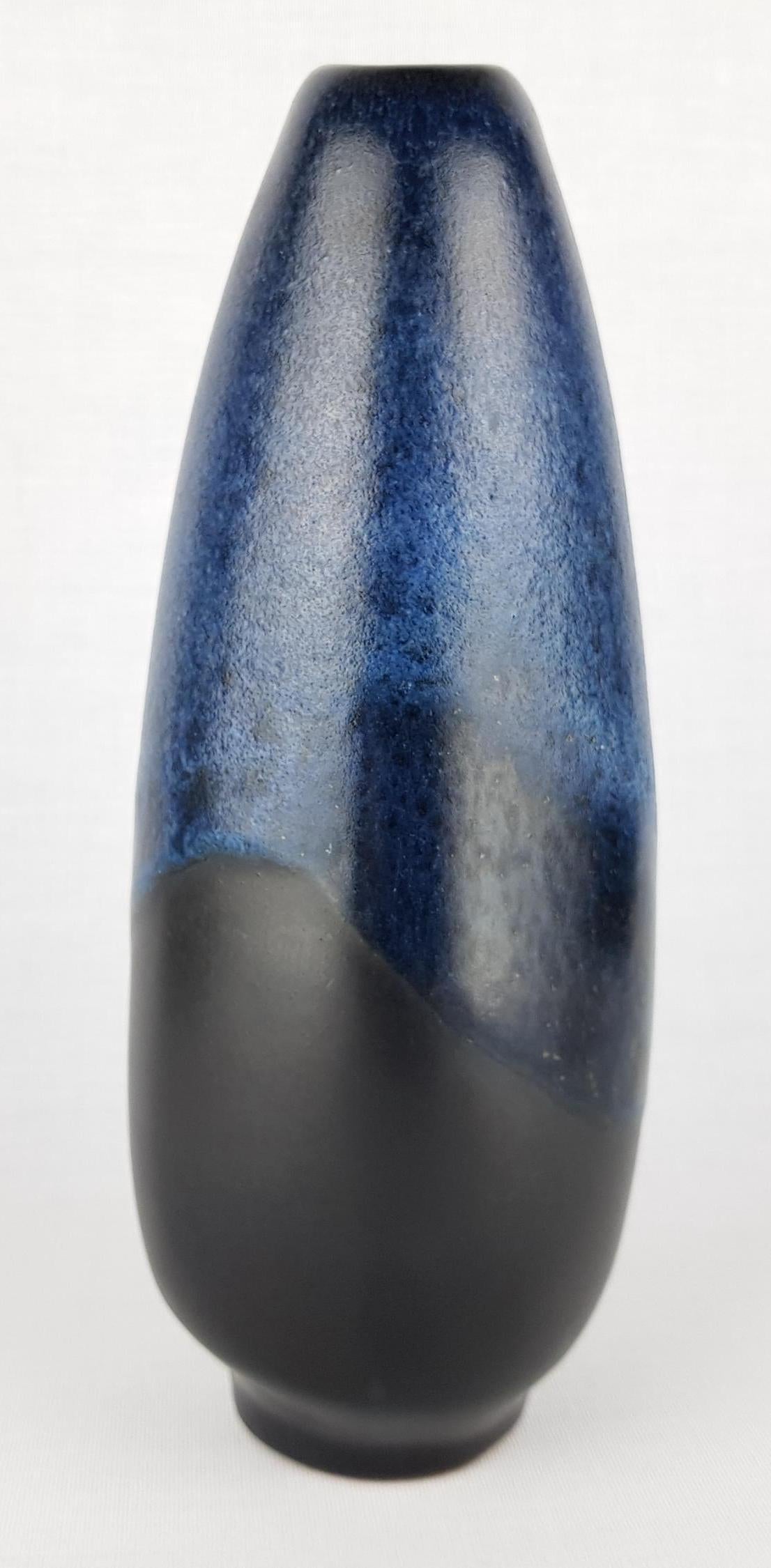 Vintage VAN DAALEN KERAMIK Blue and Black Vase West German Pottery 1960s/1970s
