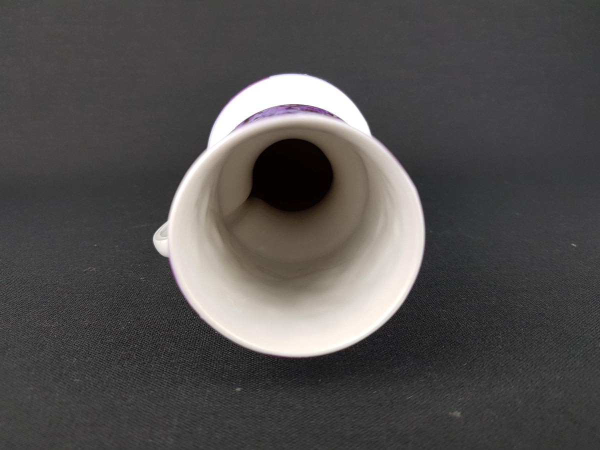 Vintage KERAFINA Porzellanfabrik White Biscuit Porcelain Vase with Purple and Gold Decor – Royal KPM Bavaria – West Germany 1970s