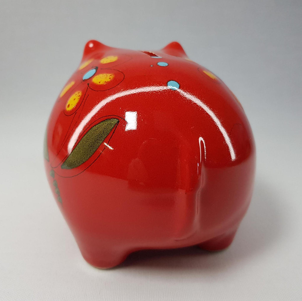 Vintage SICART (SICA) Red Hand Painted Money Box Hippo, Piggy Bank, Italian Pottery, Ceramiche Italia 1970s