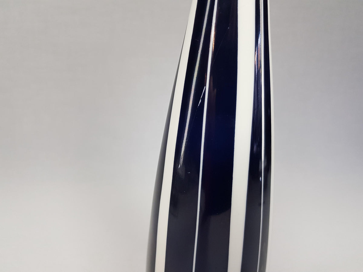 Vintage UNTERWEISSBACH Deep Blue and White Vase East German Pottery 1960s 1970s