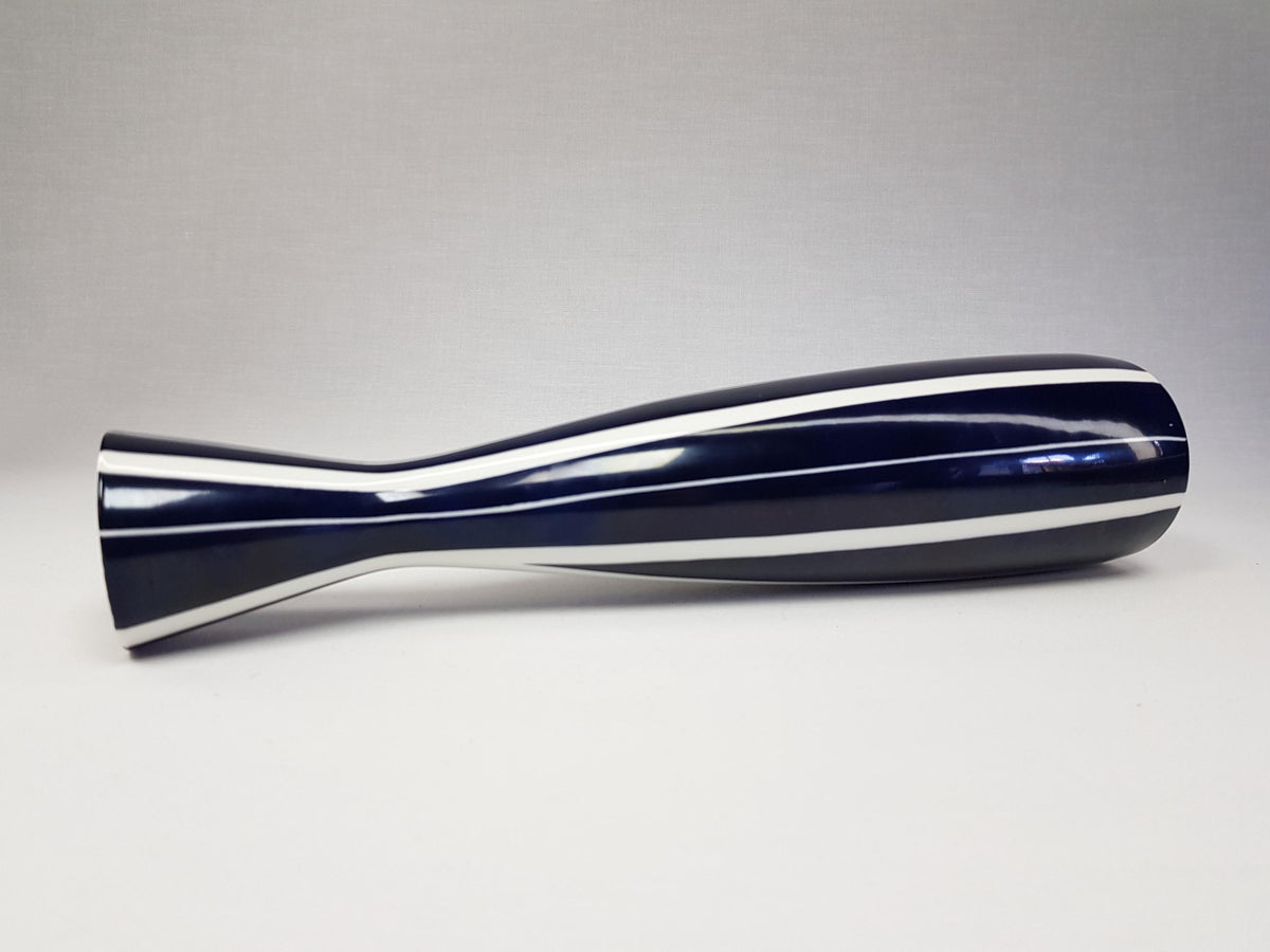 Vintage UNTERWEISSBACH Deep Blue and White Vase East German Pottery 1960s 1970s