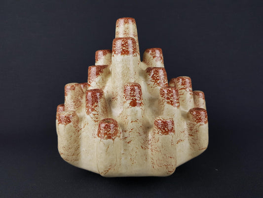 RARE Vintage BERTONCELLO Pipe or Tube Vase with Screziato Havana Glaze from Italy Ceramiche Italia 1970s