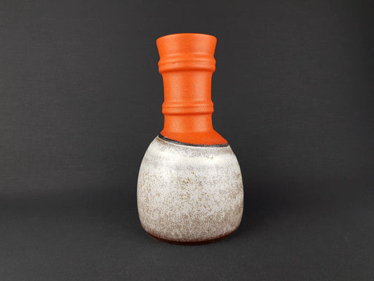 Vintage STEULER KERAMIK Orange and Taupe / Beige Vase 309-25 West German Pottery 1970s Fat Lava Era