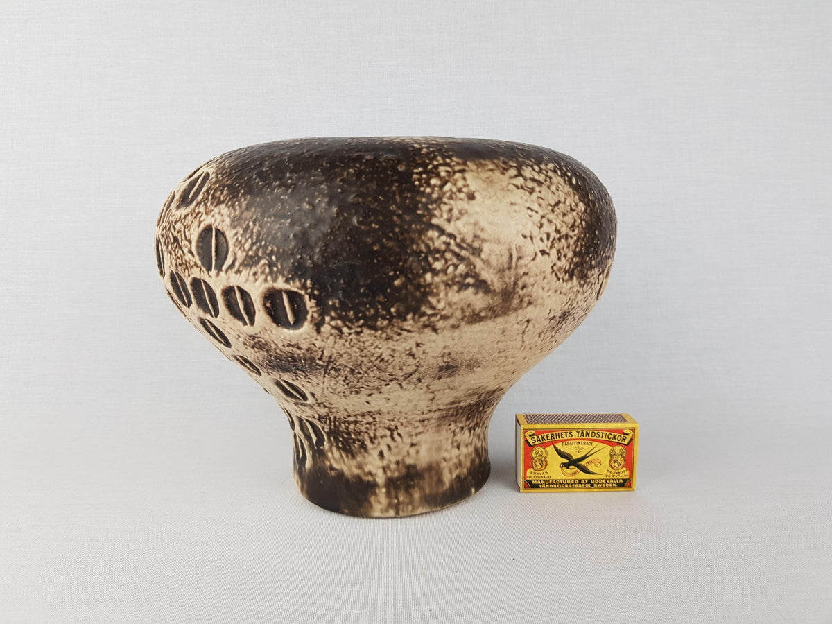 Vintage CARSTENS KERAMIK Dark Brown and Beige Mushroom Shaped Vase 0872-18 West German Pottery 1960s