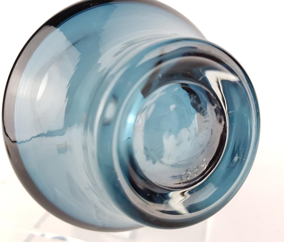Vintage RIIHIMAEN LASI Blue/ Purple Glass Rocket Vase 1379 Finland Scandinavia 1970s
