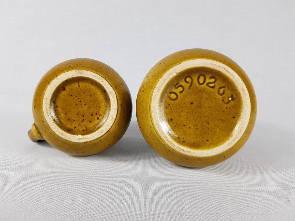 Vintage JASBA Keramik Ochre Brown Sugar and Creamer Set MidCentury West Germany 1970s