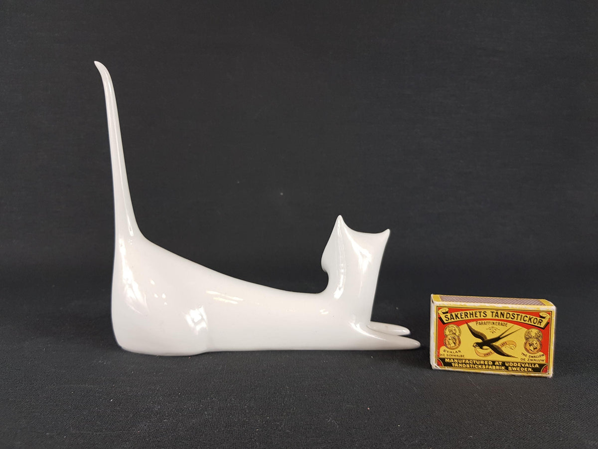 Rare Vintage ROYAL DUX Elegant Cat Figurine by Jaroslav Jezek Czechoslovakia Porcelain 1950-60s