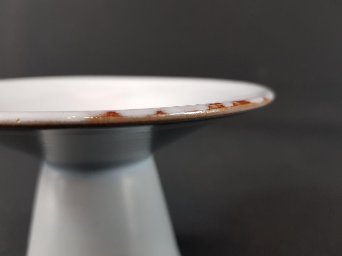 Vintage AMHA (Ambacht Haalderen) Greyish Ceramic Candle Holder by Joop Puntman, Dutch Pottery 1960's