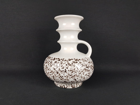 Vintage STEULER KERAMIK White Vase and Black Decor "Cascad" Series 225-25 West German Pottery Fat Lava Era 1969s