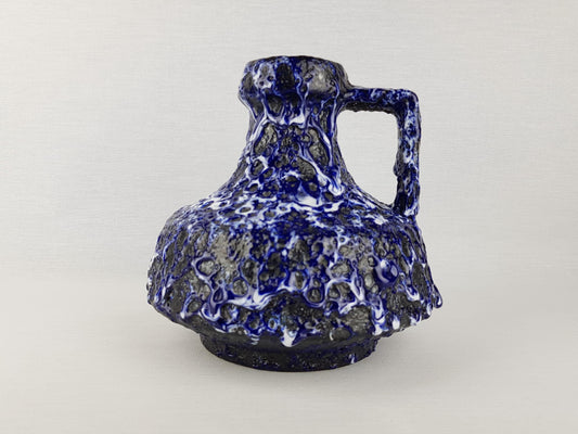 Vintage ES KERAMIK (Emons und Sohne) Blue and White Fat Lava Vase 863/19 West German Pottery 1970s
