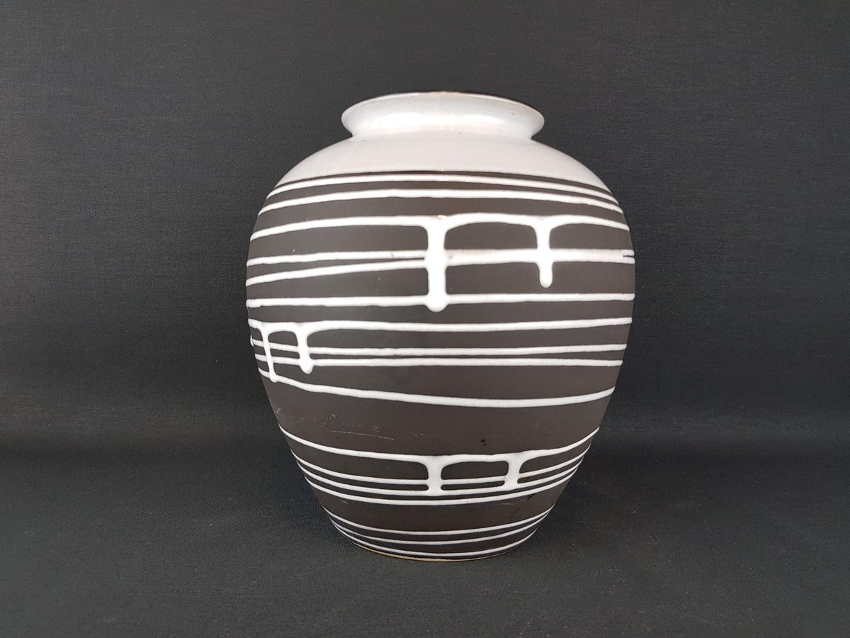 Vintage 1950s SCHLOSSBERG KERAMIK Fat Lava Vase 22 23 with decor Roulette by Liesel Spornhauer