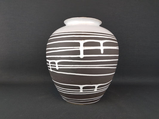 Vintage 1950s SCHLOSSBERG KERAMIK Fat Lava Vase 22 23 with decor Roulette by Liesel Spornhauer