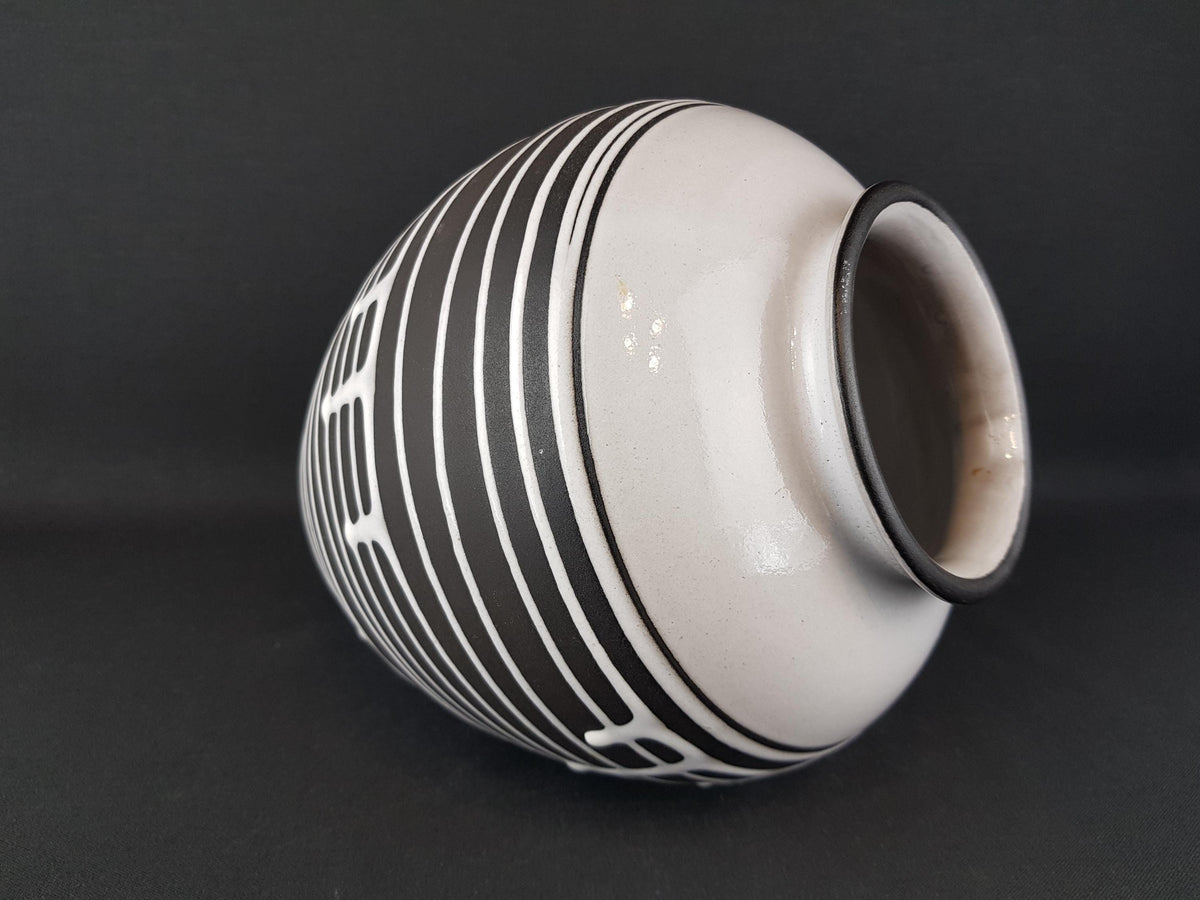 Vintage 1950s SCHLOSSBERG KERAMIK Fat Lava Vase 22 23 with decor Roulette by Liesel Spornhauer