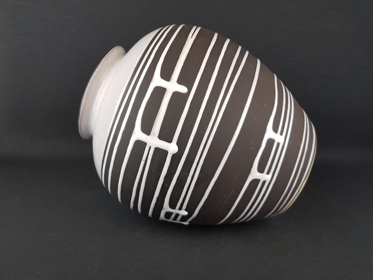 Vintage 1950s SCHLOSSBERG KERAMIK Fat Lava Vase 22 23 with decor Roulette by Liesel Spornhauer