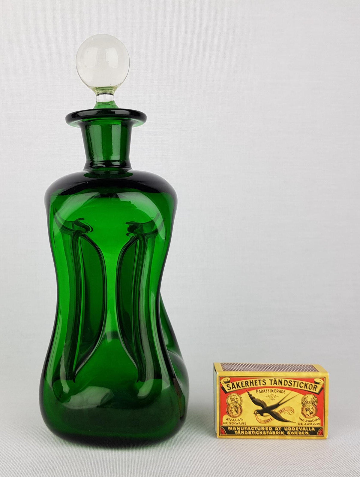 Vintage HOLMEGAARD Green Kluk Kluk Glass Decanter by Jacob Bang Denmark 1960s