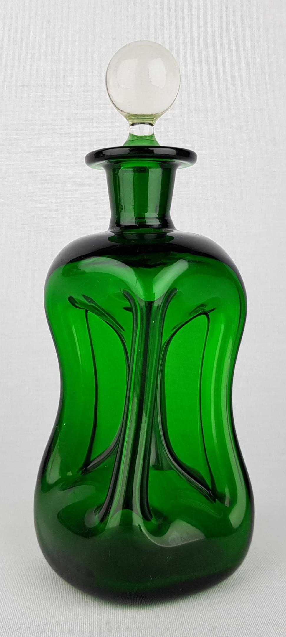 Vintage HOLMEGAARD Green Kluk Kluk Glass Decanter by Jacob Bang Denmark 1960s