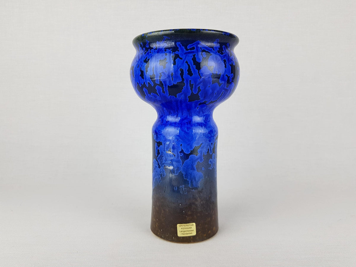 Vintage UNTERSTAB Kunst Töpferei Unterstab KTU Blue Vase Studio Art Pottery, East German Pottery 1960's
