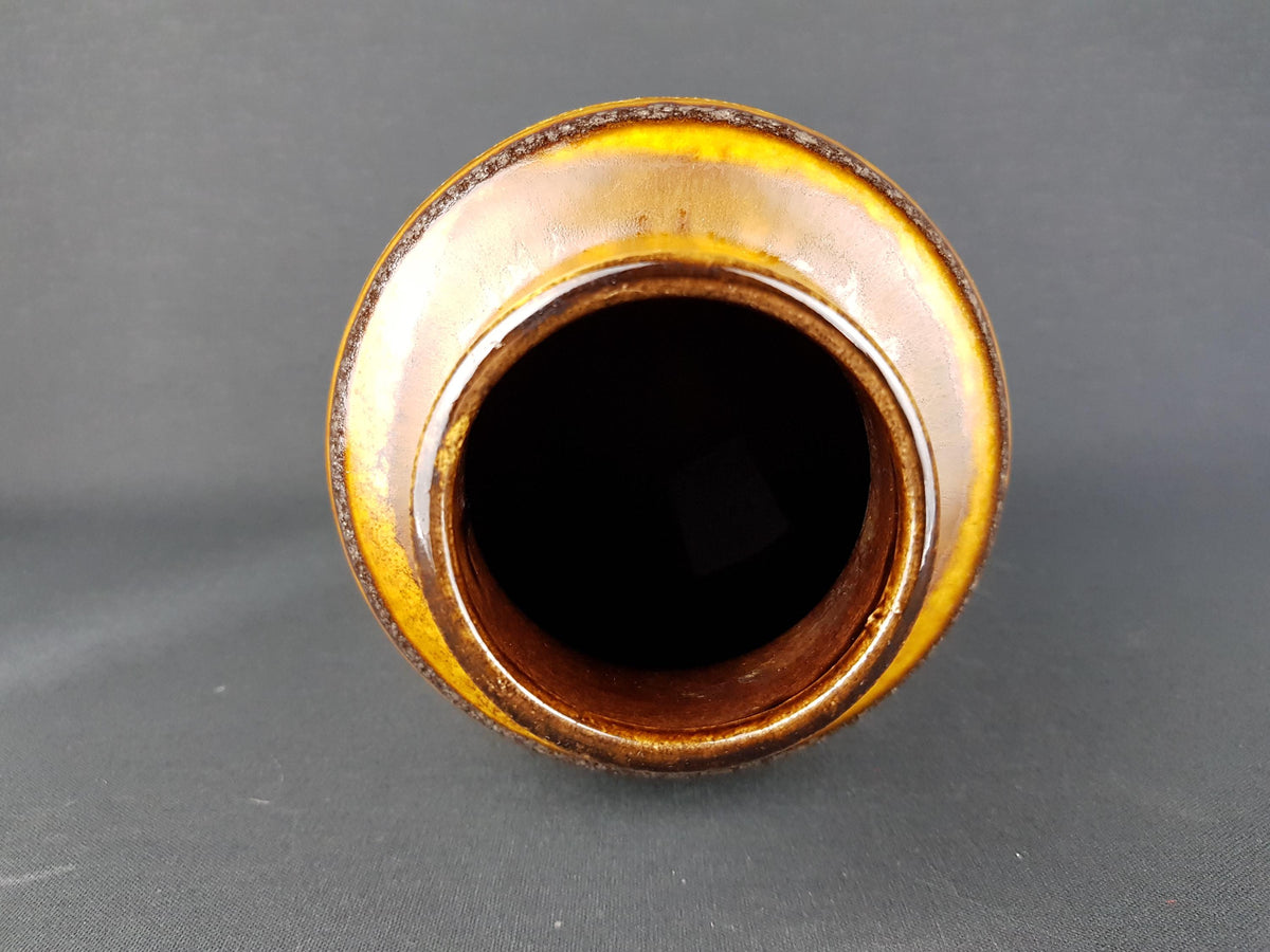 Vintage SCHEURICH KERAMIK Ochre and Dark Brown Vase 517-30 West German Pottery 1970s