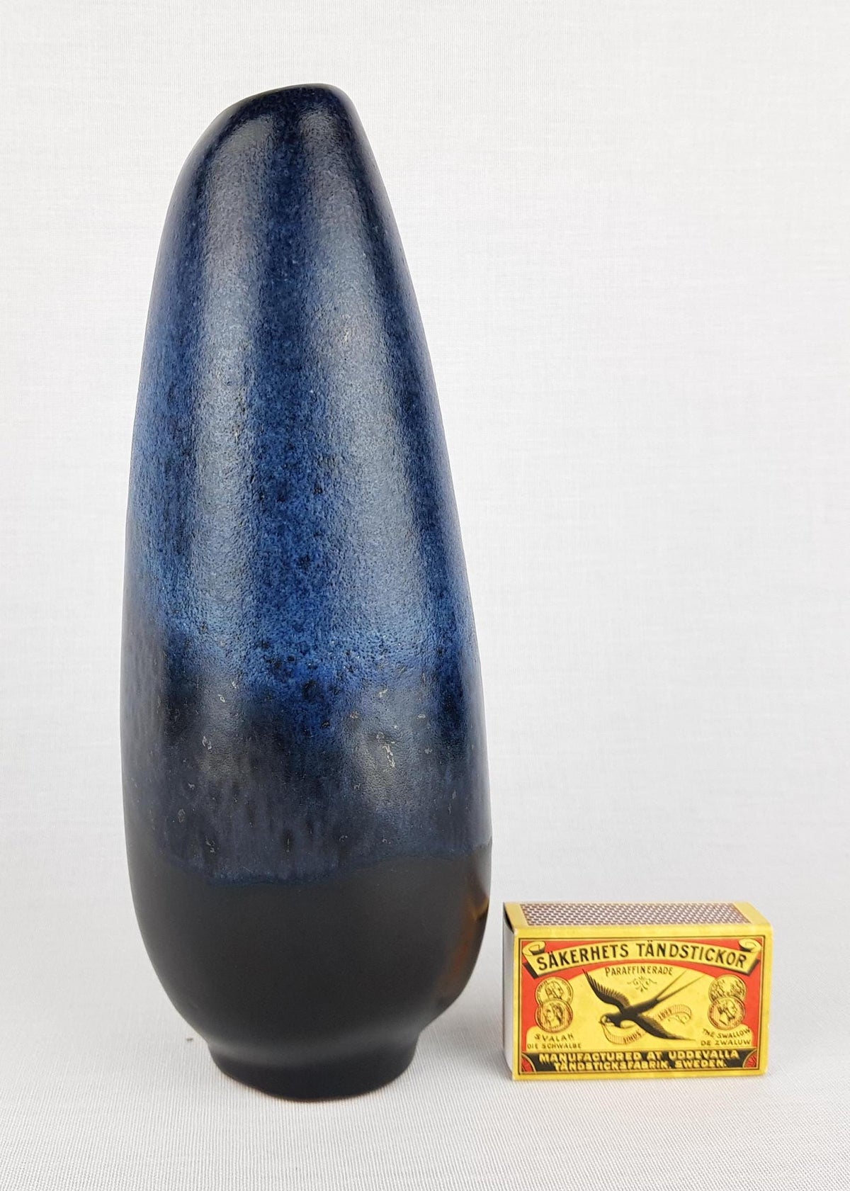 Vintage VAN DAALEN KERAMIK Blue and Black Vase West German Pottery 1960s/1970s