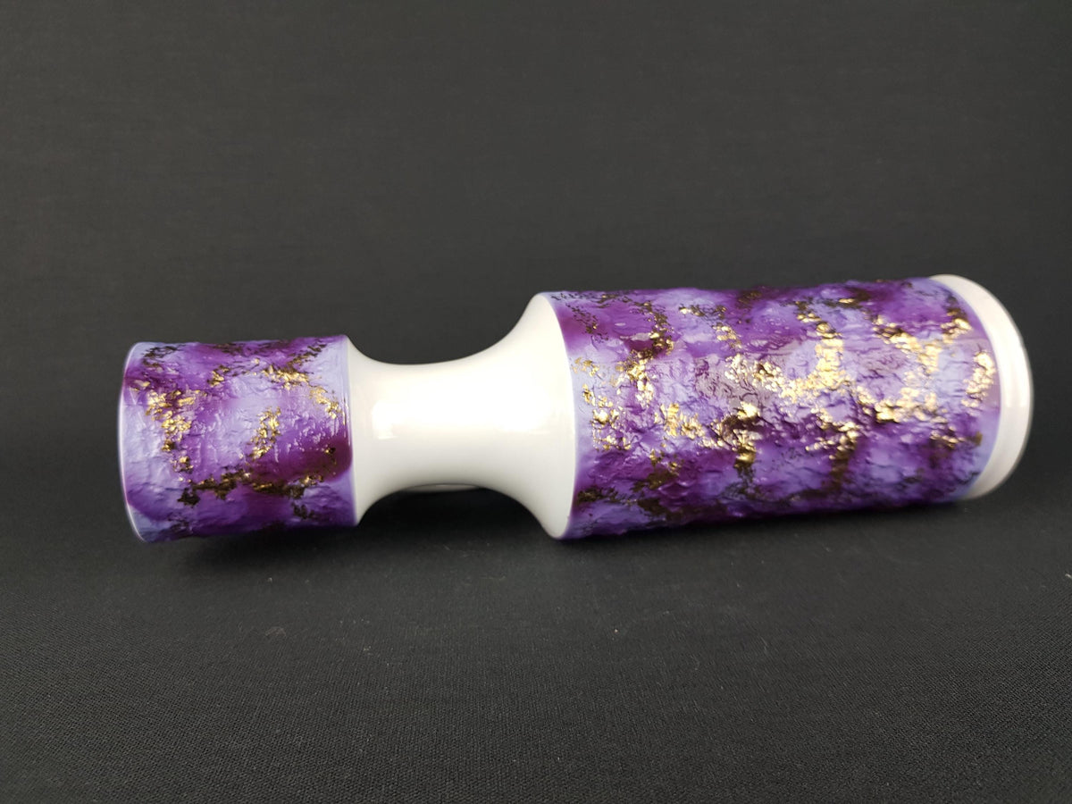 Vintage KERAFINA Porzellanfabrik White Biscuit Porcelain Vase with Purple and Gold Decor – Royal KPM Bavaria – West Germany 1970s