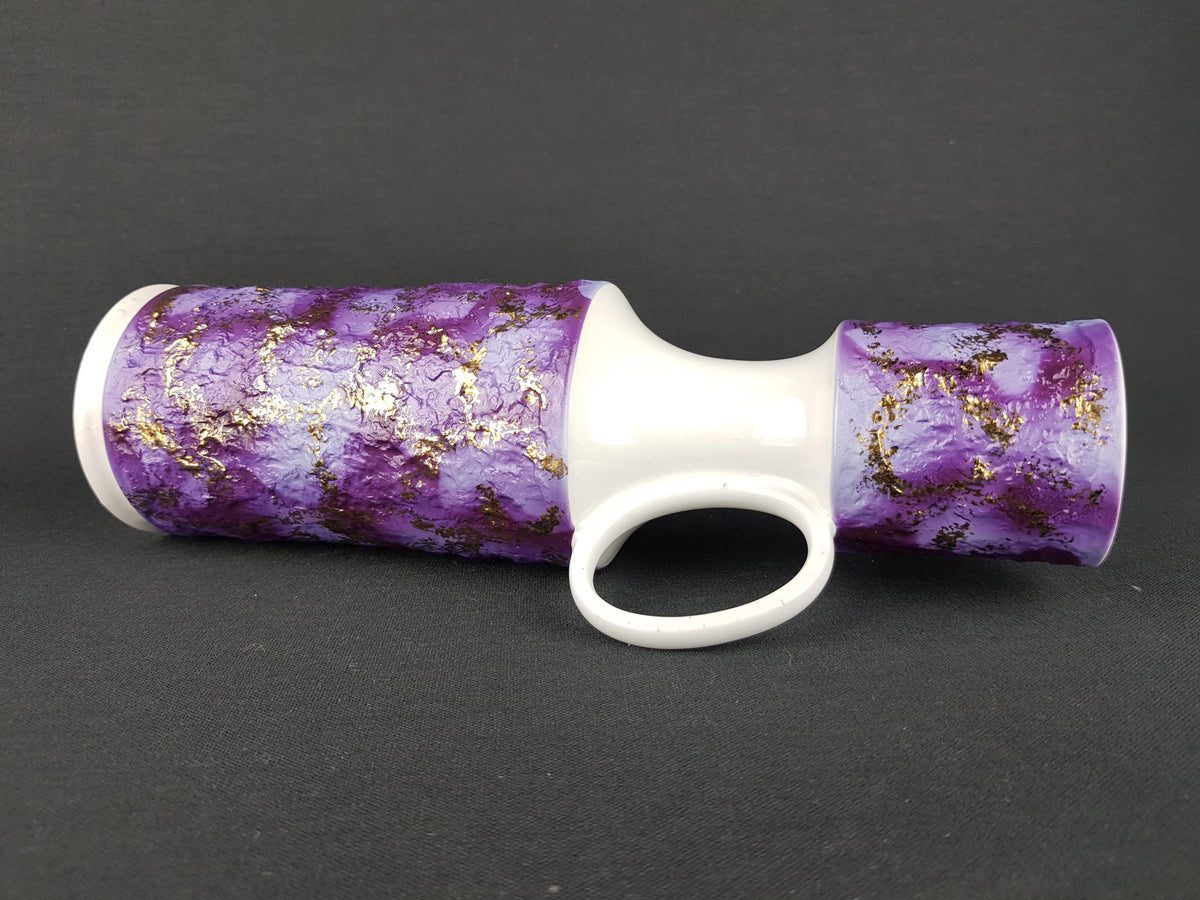 Vintage KERAFINA Porzellanfabrik White Biscuit Porcelain Vase with Purple and Gold Decor – Royal KPM Bavaria – West Germany 1970s