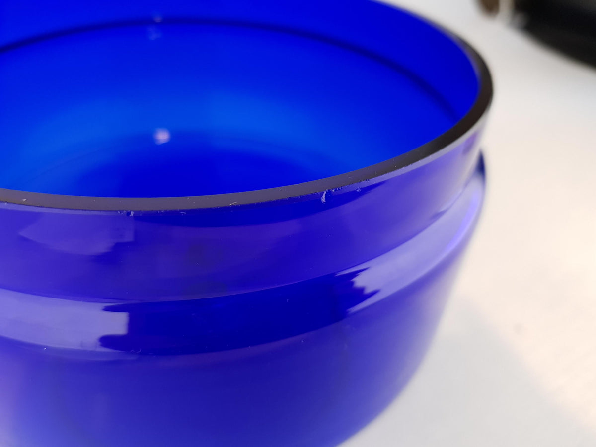 Vintage ROYAL LEERDAM KRISTALUNIE Blue Cookie Jar by Floris Meydam Dutch Glass Art