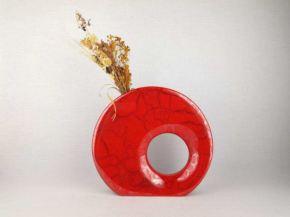 Vintage Red Handmade DesignVase released by FORMANO Ceramic West Germany 1980s