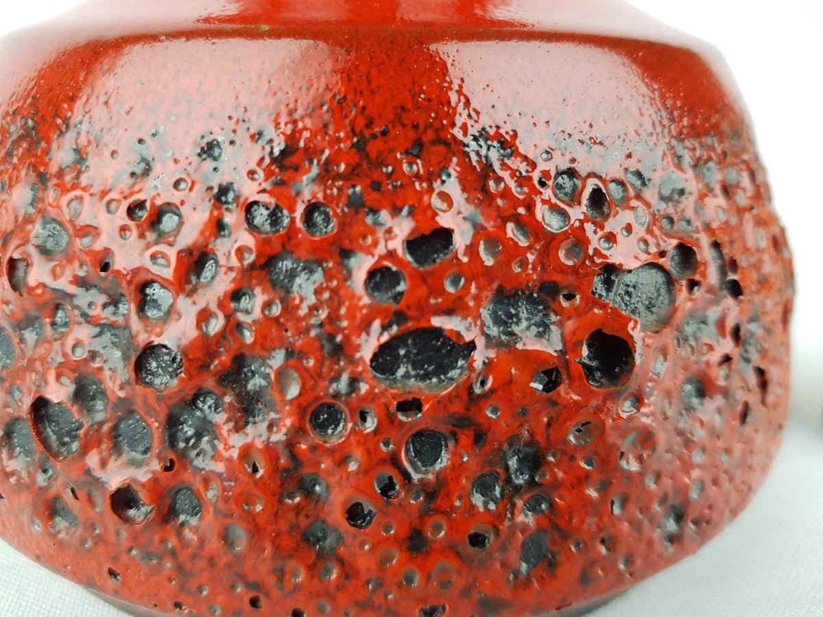 Vintage STEULER KERAMIK Red Fat Lava Vase 319-15 West German Pottery 1960s