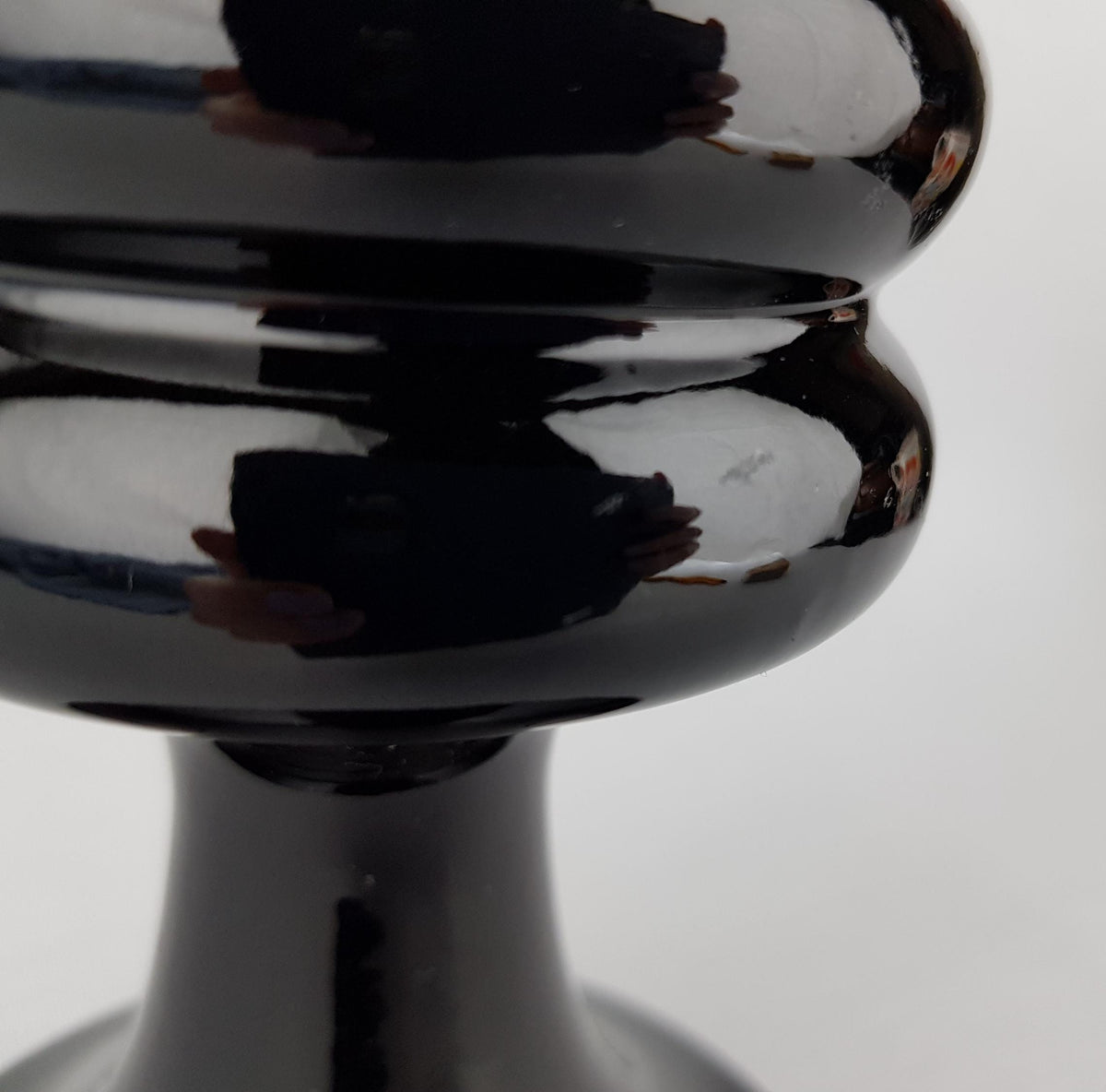 Vintage STEULER KERAMIK Glossy Black Candle Holder attr. to Cari Zalloni 298-15 West German Pottery 1970s