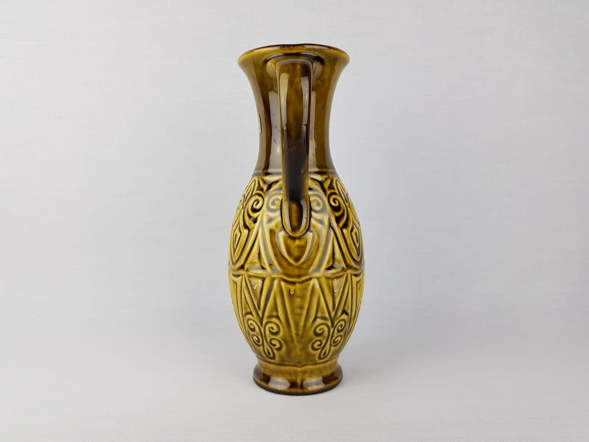 Vintage CARSTENS TONNIESH0F KERAMIK Handled Olive Green Vase 7194-25 West German Pottery 1960s