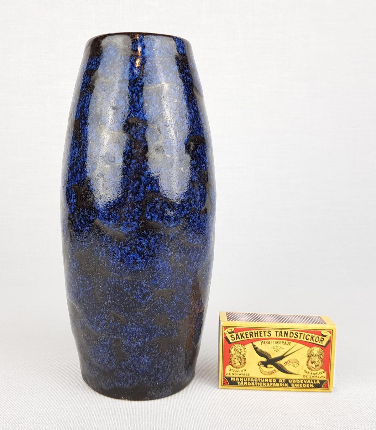 Vintage SCHEURICH KERAMIK Blue Vase 522 18 West German Pottery Fat Lava Era