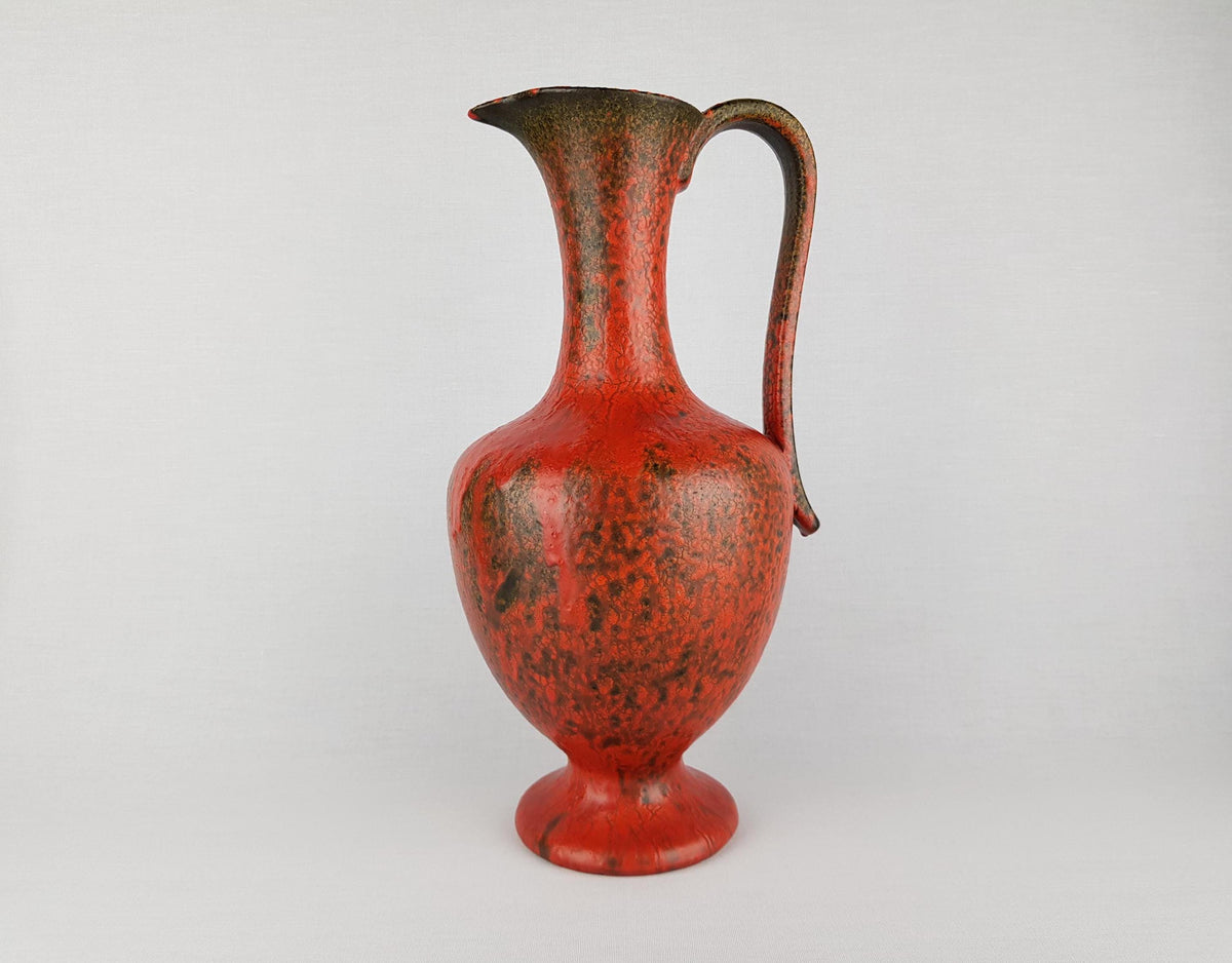 Vintage RUSCHA KERAMIK Handled Jug Vase with VULKANO decor by Kurt Tschorner 311-5 West German Pottery 1960s