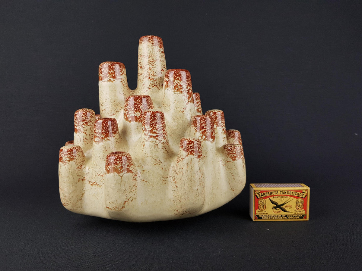 RARE Vintage BERTONCELLO Pipe or Tube Vase with Screziato Havana Glaze from Italy Ceramiche Italia 1970s