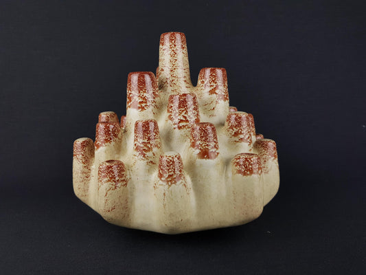 RARE Vintage BERTONCELLO Pipe or Tube Vase with Screziato Havana Glaze from Italy Ceramiche Italia 1970s