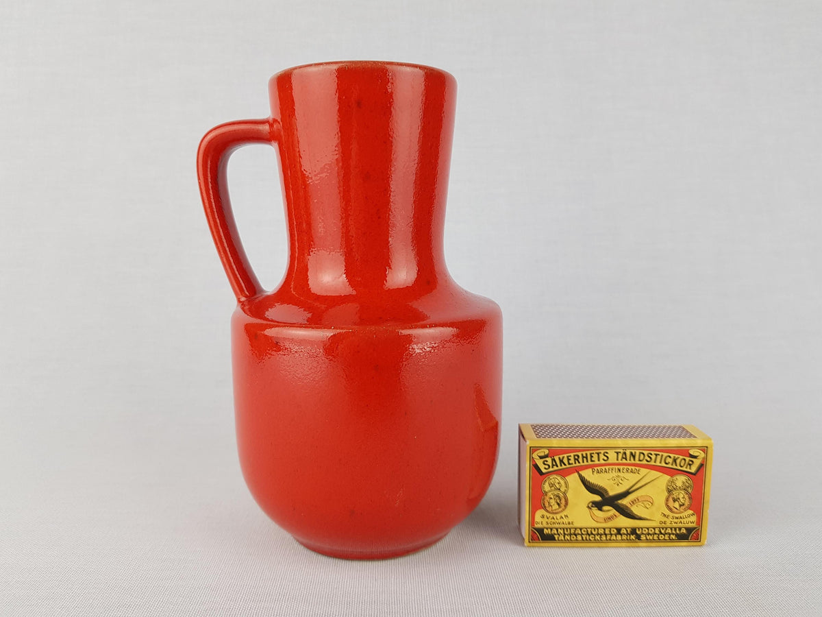Vintage STEULER KERAMIK Handled Red Jug Vase 141-15 West German Pottery 1960s