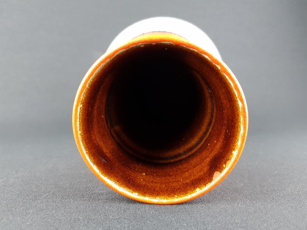 Vintage STEULER KERAMIK Orange and Taupe / Beige Vase 309-25 West German Pottery 1970s Fat Lava Era