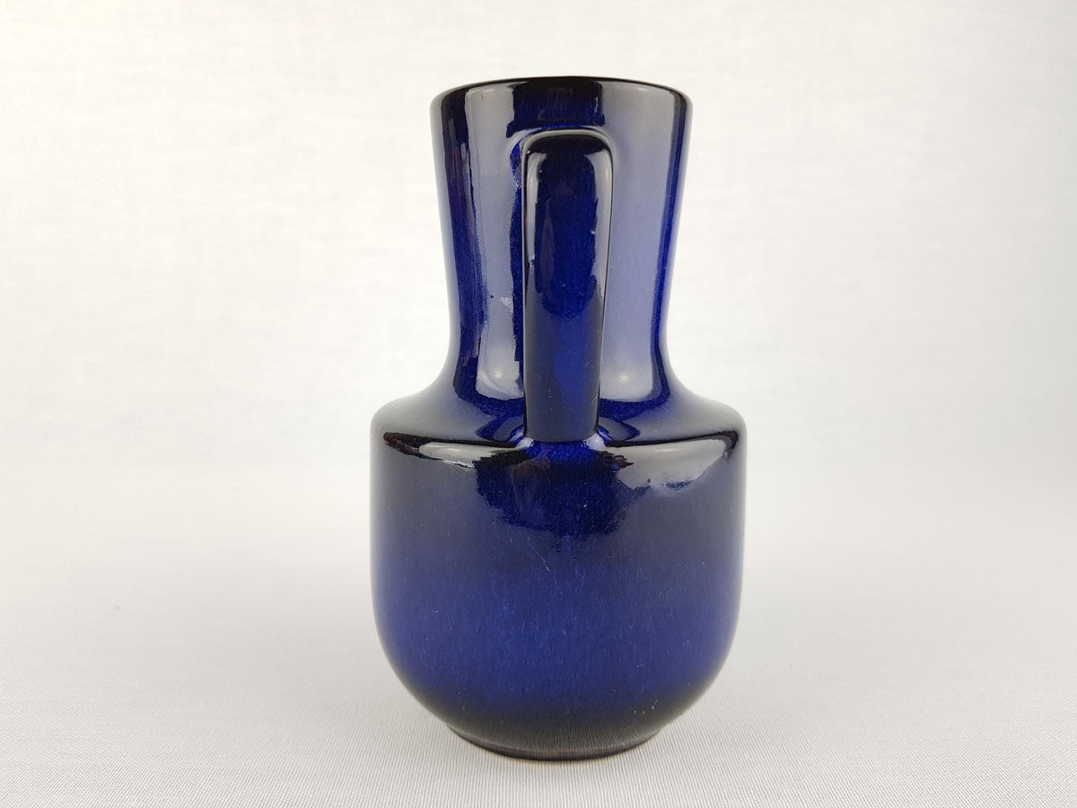 Vintage STEULER KERAMIK Handled Ink Blue Jug Vase 141-15 West German Pottery 1960s