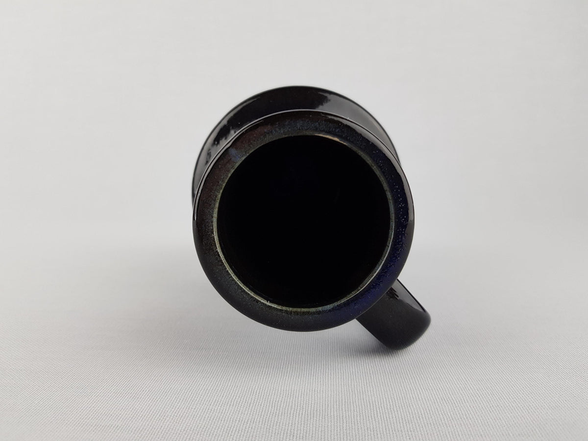 Vintage STEULER KERAMIK Handled Ink Blue Jug Vase 141-15 West German Pottery 1960s