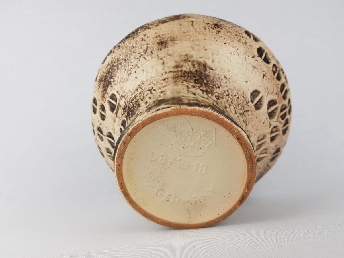 Vintage CARSTENS KERAMIK Dark Brown and Beige Mushroom Shaped Vase 0872-18 West German Pottery 1960s