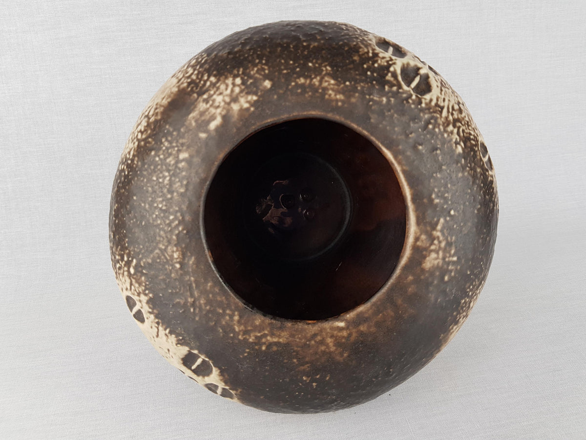 Vintage CARSTENS KERAMIK Dark Brown and Beige Mushroom Shaped Vase 0872-18 West German Pottery 1960s