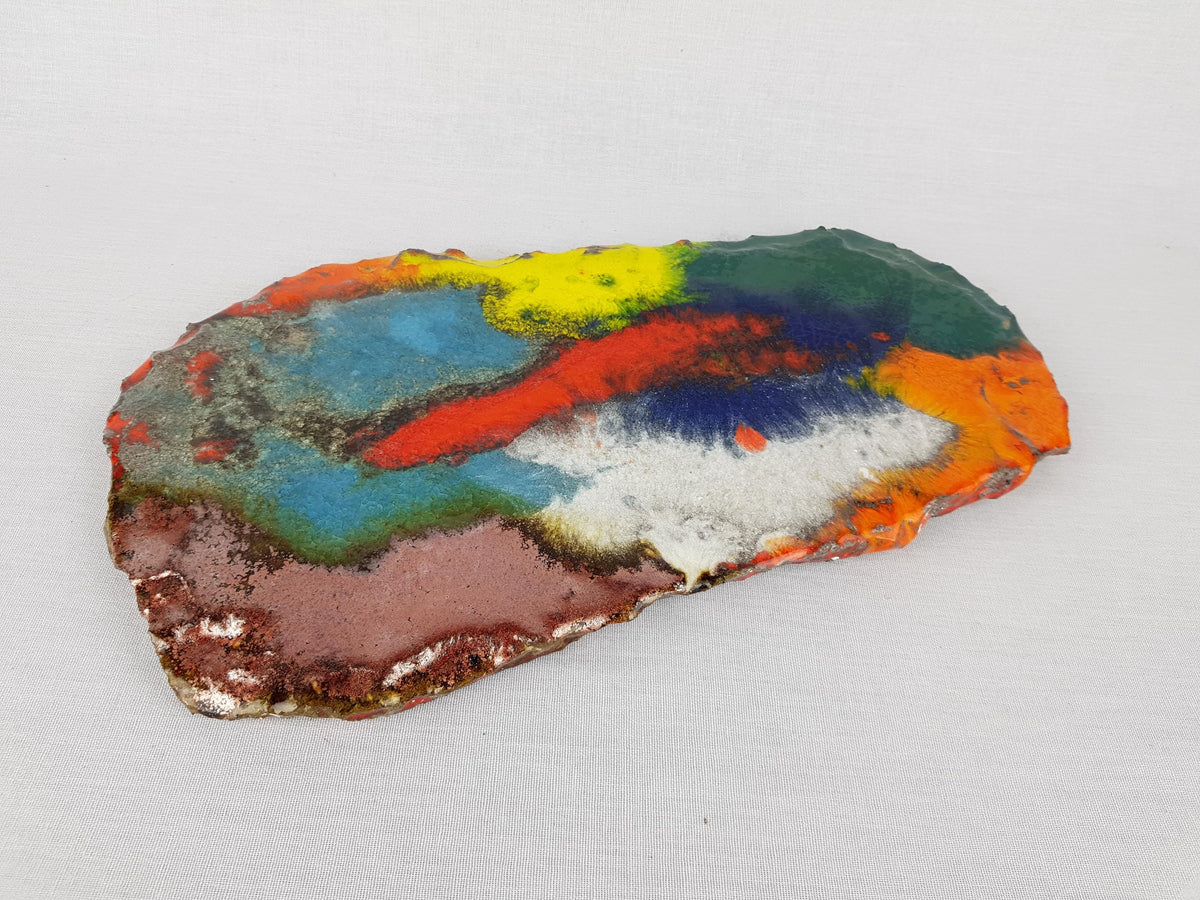 Vintage OSTARA VULCAN KERAMIK Multi Colored Wall Plate West German Pottery